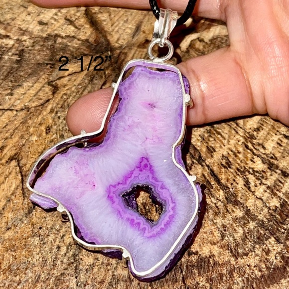 Drusy Solar Agate Pendant 2 1/2” - Picture 3 of 10